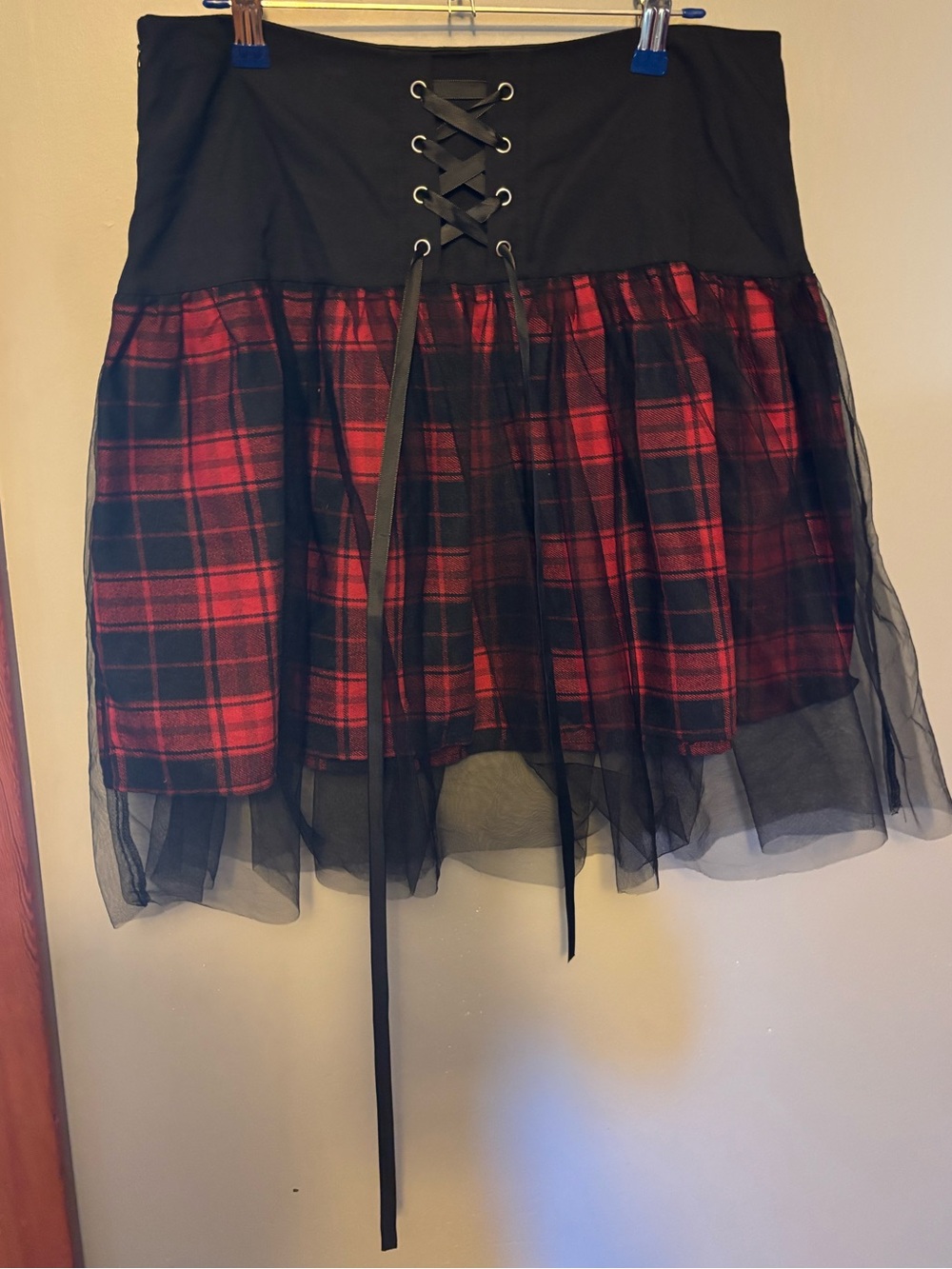 Buffalo Plaid Lace Corset Style Skirt
